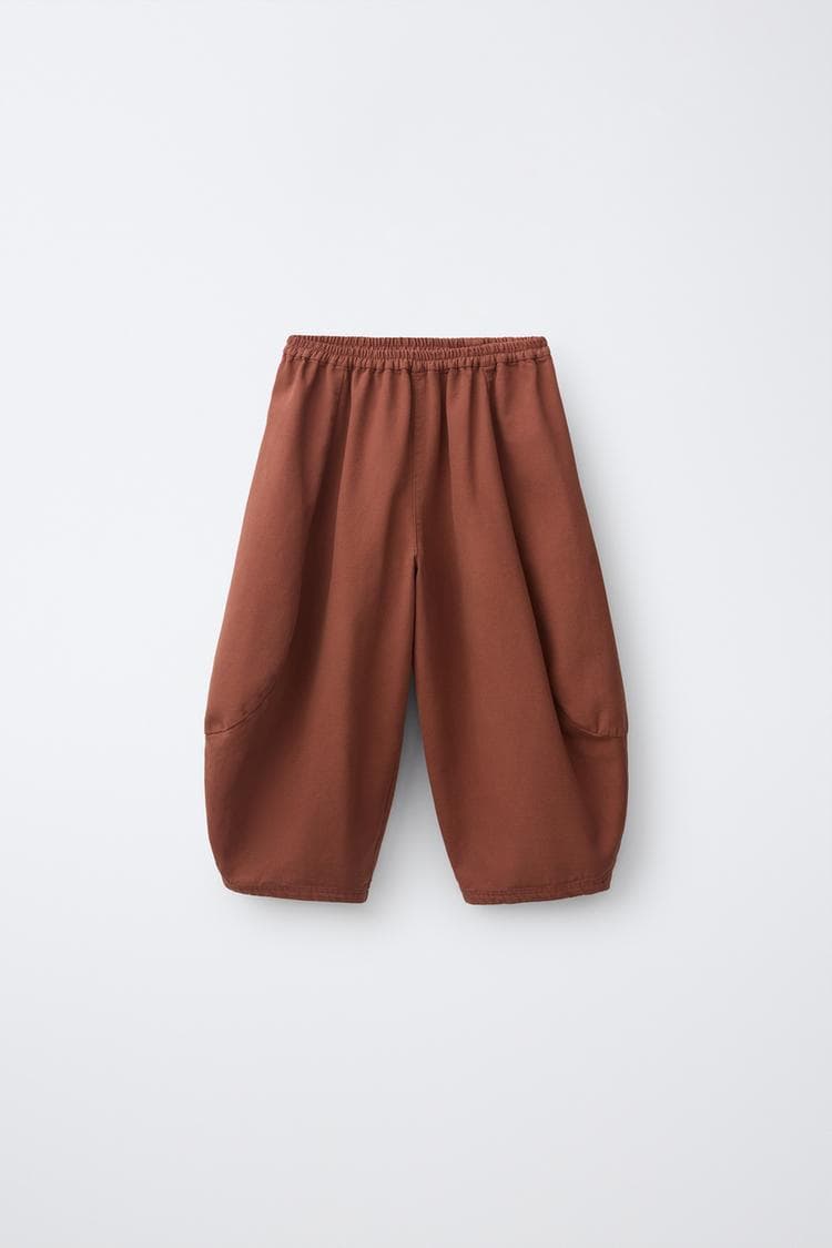 Хлопковые брюки кроя баллон с эластичным поясом