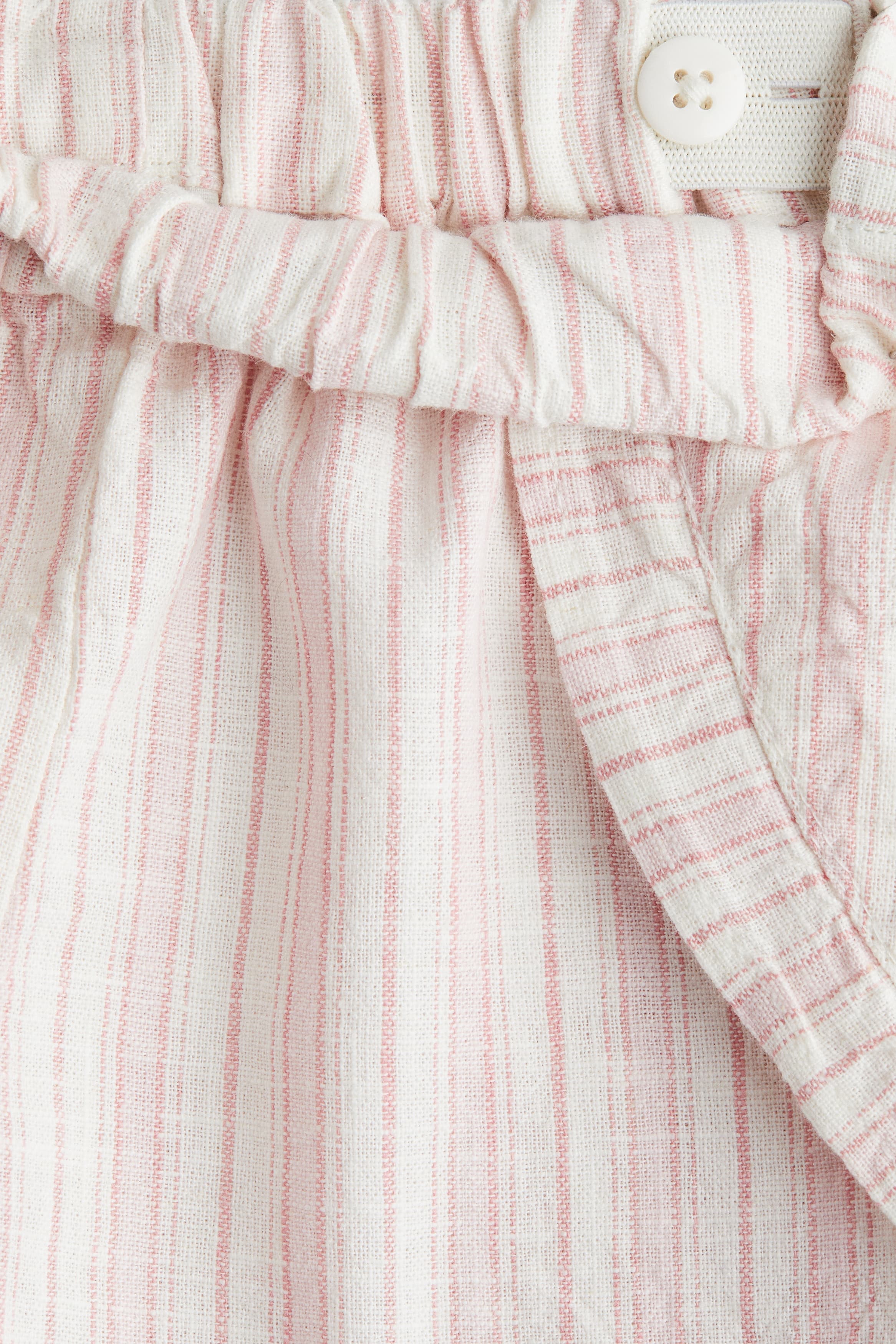 Льняные шорты в полоску со средней посадкой: детали изделия