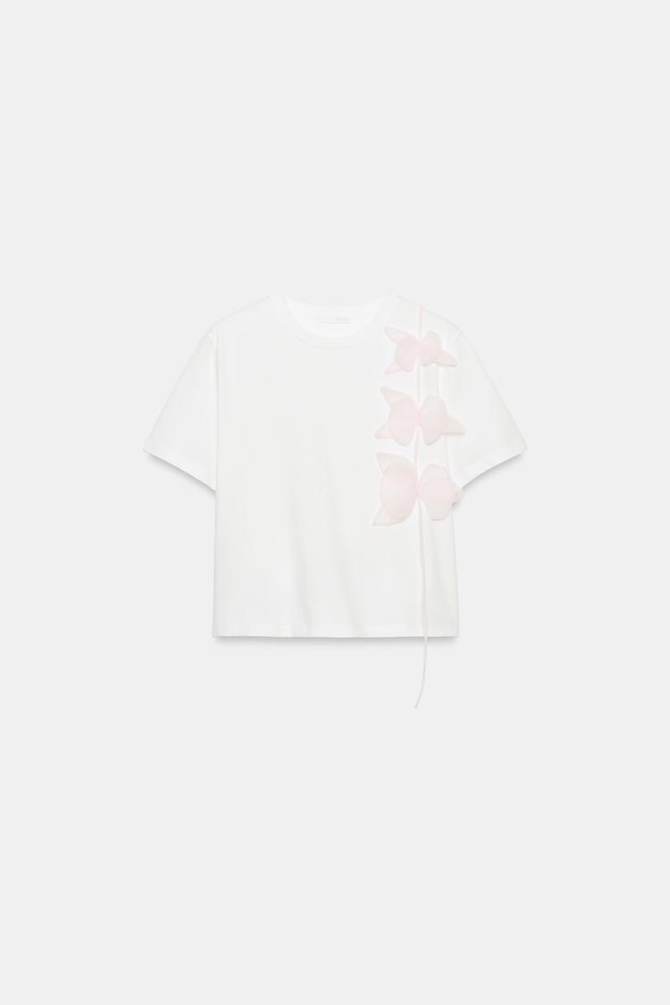 Хлопковая футболка с цветочным принтом прямого кроя